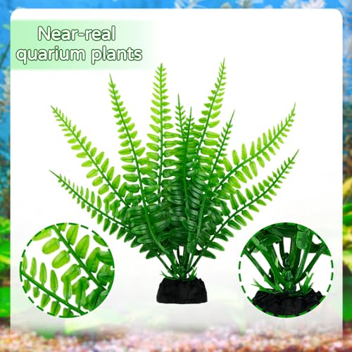 Aquarium Decor, 10pcs Fish Tank Decorations Aquarium Plants, Green Fish Tank Accessories, Mini Fish Tank Plants Plastic Decoration for Aquariums