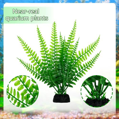 Aquarium Decor, 10pcs Fish Tank Decorations Aquarium Plants, Green Fish Tank Accessories, Mini Fish Tank Plants Plastic Decoration for Aquariums