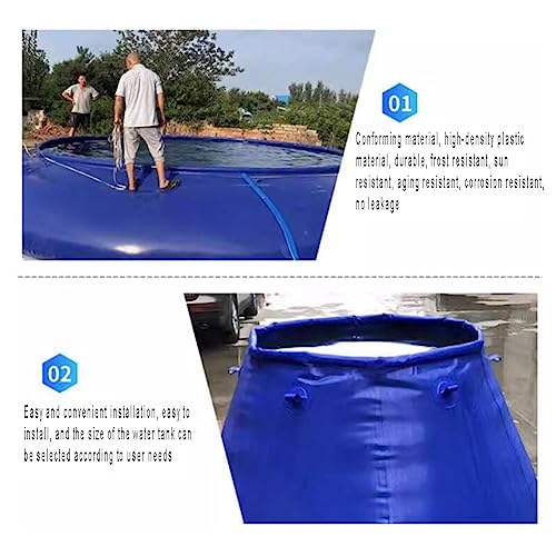 zktoermn Pool Above Ground, Collapsible Canvas Fish Pond Pool Capacity Rainwater Collection Bucket Water Collection Tank with Faucet (Color : Blue, Size : 8Ton) - size: 8Ton