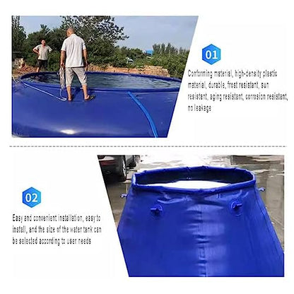 zktoermn Pool Above Ground, Collapsible Canvas Fish Pond Pool Capacity Rainwater Collection Bucket Water Collection Tank with Faucet (Color : Blue, Size : 10Ton) - size: 10Ton