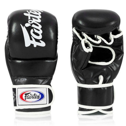 Fairtex FGV18 MMA Boxing Gloves, Leather Muay Thai Martial Arts Training - color: Black, size: Small