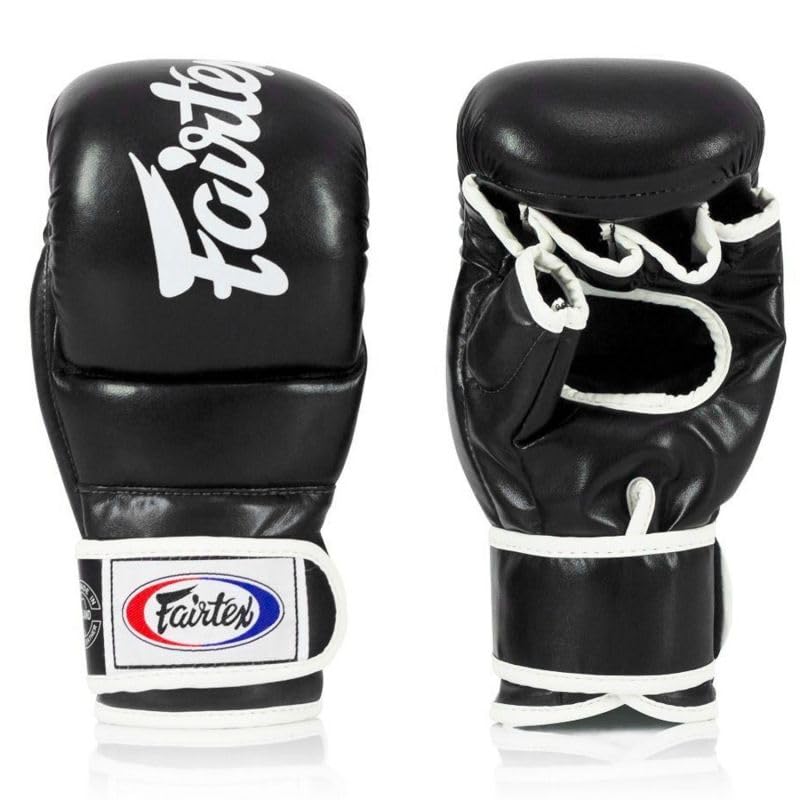 Fairtex FGV18 MMA Boxing Gloves, Leather Muay Thai Martial Arts Training - color: Black, size: Large