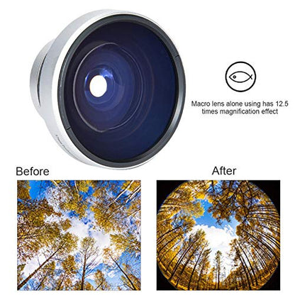 37mm 0.25X Super Fisheye Lens Additional Lens,Aluminum Alloy 2 Part Removable Macro Close-up Shooting Fisheye Effect Wide View Optical Glass Camera Photography Lens, is for 37mm Camera Lens Default