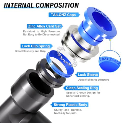 TAILONZ PNEUMATIC Blue Elbow 1/4 inch Tube OD 90 Push to Connect Tube Fittings Push Lock PV-1/4 (Pack of 10) - color: Blue-Elbow, size: 1/4"OD 10PCS