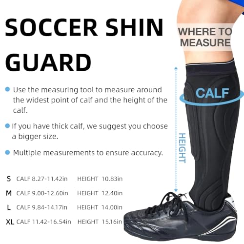 Soccer Shin Guards, Soccer Protective Gear with Calf and Ankle Pads, Shin Guard Pads for Youth and Adult - color: Black, size: X-Large