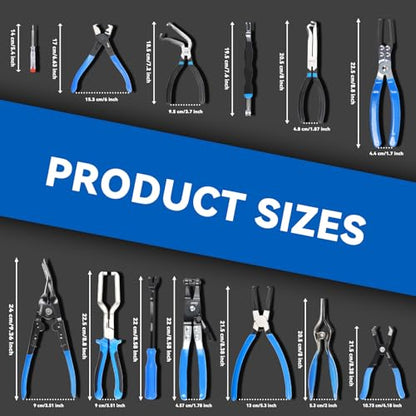 DISEN 13PCS Electrical Disconnect Pliers & Fuel Line Disconnect Tool Set, Automotive Electrical Terminal Connector Separator Removal Tool Kit with Storage Bags, Blue