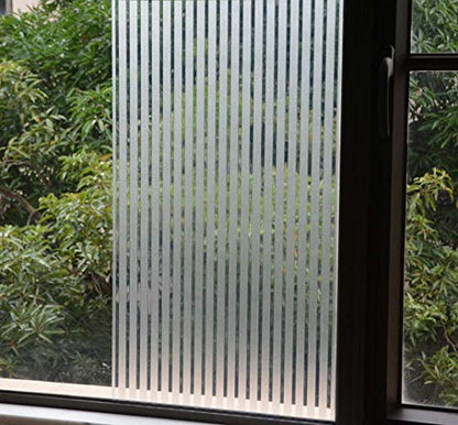 VSUDO 2 Rolls 35.4" by 78.7" Privacy Window Film, Frosted Stripe Pattern Window Tint, Static Cling Window Glass Sticker for Home (38.75 Sq. Ft Total)