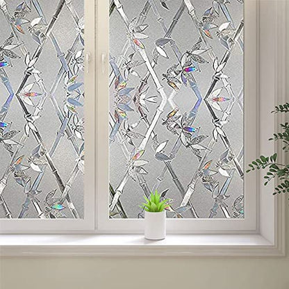 Window Privacy Film, 3D Stained Glass Film, Vinyl Decorative Window Decals, Static Cling Window Film Non-Adhesive Removable (23.6 x 78.7 inch) - size: 23.6'' x 78.7'' (60 x 200 cm)