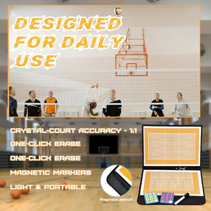RoseFlower Volleyball Coaching Board, Magnetic Volleyball Coaches Board Tactics Board with Magnets and Pen, Volleyball Strategy Clipboard Coach Training Equipment