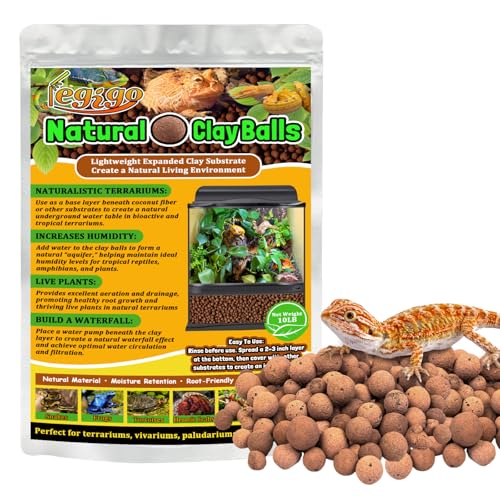 10LBS Leca Balls Terrarium Substrate for Reptiles, Organic Lightweight Clay Pebbles Drainage Layer Substrate for Bioactive Terrarium, Expanded Clay Balls Hydro Balls for Reptiles Tank, Plants - color: 10LBS