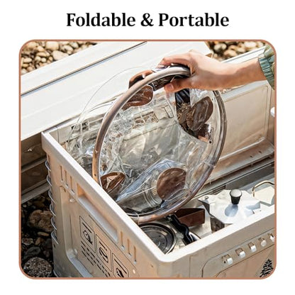 YUEWO Portable Collapsible Bucket with Handle Foldable Wash Basin Multifunctional Water Container Sink for Fishing, Camping, Hiking, Backpacking, Outdoor Survival, Car Washing