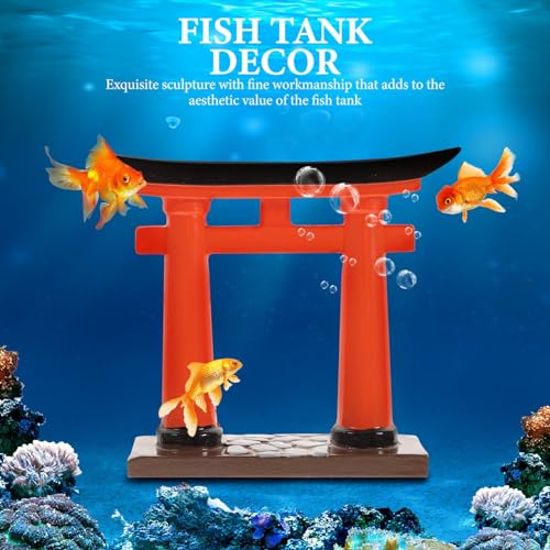 Toddmomy Miniature Torii Gate Aquarium Decor 2-Pack Japanese Style Fish Tank Ornaments 3.54X1.57X3.14 Inch Zen Garden Micro Landscape Decoration for Aquatic Pets