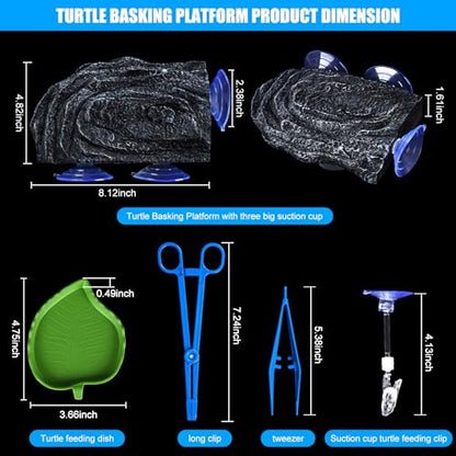 Turtle Basking Platform with Suction Cups,Baby Tortoise Climbing Ramp Rock,Turtle Tank Accessories,Reptiles Resting Terrace for Bearded Dragon Aquatic Frog Hermit Crab gecoks Lizard