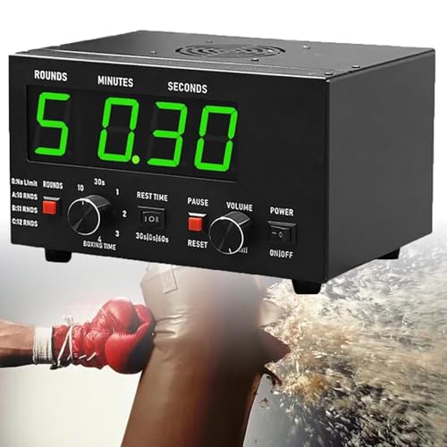 Professional Boxing Interval Timer with LED Display - Customizable 1-12 Challenge Rounds, Adjustable Buzzer, 30s-10min Workout Durations & 0/30/60s Rest Settings for Gymnastics(Green) - color: Green