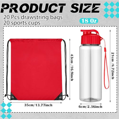 20 Sets 17oz Water Bottles Bulk and Drawstring Backpacks, Chic - color: Chic