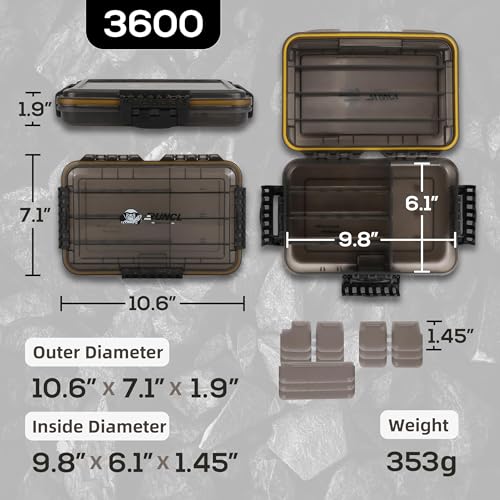 RUNCL Fishing Tackle Box, Waterproof Tray for Jigs Lures, Thicker Floating Tackle Utility Box with Adjustable Dividers, 3600/3700/Large 3700 Size - color: 1PC 3600