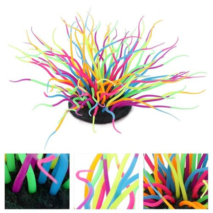 Luminous Silicone Anemone Corals Lifelike Underwater Plant Simulation Glow in The Dark Aquarium Decor for Fish Tank