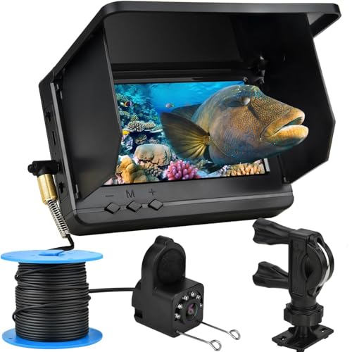 Underwater Fishing Camera with Infrared Night Vision, 8000mAh Battery, IP67 Waterproof Portable Fish Finder for Ice Fishing, Kayak, Boat, River & Lake