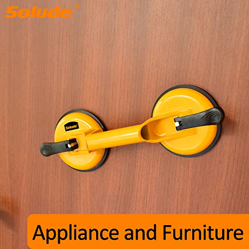 2 Pack Glass Suction Cup,Aluminium Heavy Duty Vacuum Lifter for Moving Glass/Window/Tiles/Mirror/Granite,Double Gripper Sucker Plate,Yellow