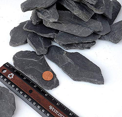 Natural Slate Stone 3 to 5 inch Rocks for Miniature and Fairy Garden, Aquascaping Aquariums, Reptile enclosures & Model Railroad. (5lbs) - size: 5 Pounds