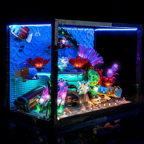 LocoLee Light kit Compatible with Lego 10366 Tropical Aquarium - No Model Only Light, Touch Dimmer Switch Lighting Accessories for Lego Icons Aquarium 10366 Fish Tank (Standard Version)