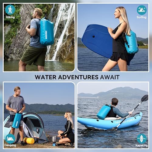 MARCHWAY Floating Waterproof Dry Bag Backpack 5L/10L/20L/30L/40L, Roll Top Sack Keeps Gear Dry for Kayaking, Rafting, Boating, Swimming, Camping, Hiking, Beach, Fishing - color: Teal, size: 10L