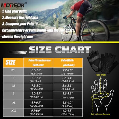 MOREOK Cycling Gloves Bike Bicycle Gloves, Half Finger 5MM Gel Anti-Slip - color: Black, size: X-Large