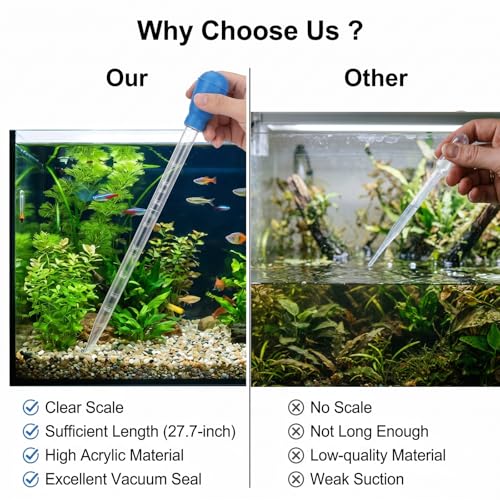 17.7IN Water Siphon for Fish Tank with 9.84inch Extension Tube 50ml Fish Tanks Siphon Fishes Tank Water Changer Fishes Tanks Suction Cleaner