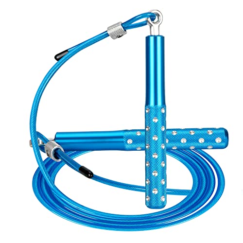 Jump Rope, Wastou Speed Jumping Rope for Training Fitness Exercise, Adjustable Adults Workout Skipping Rope for Men, Women, Kids, Girls - color: Blue-B