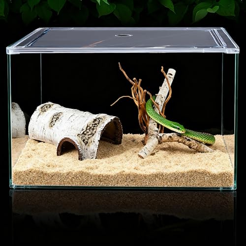 Natural Reptile Hide Basking Platform, Hideout Decor for Aquarium, Fish Tank, Bearded Dragon, Gecko, Shrimp, Betta (Birch Tree Hiding Cave, Small)
