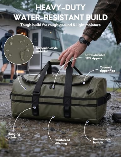 Haimont Heavy Duty Outdoor Gear Duffel Backpack, Green - color: Army Green, size: 90L