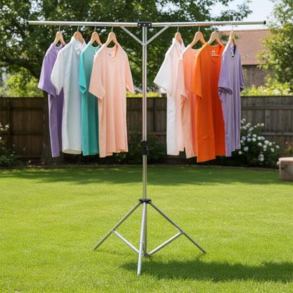 Foldable Portable Space Saving Stainless Steel Clothes Drying Rack.