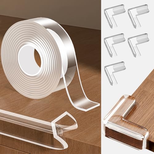0.8 in x 16.4 FT,Edge Corner Protector Baby Proofing with 6 Corners,Soft Clear Furniture Table Corner Guard & Edge Safety Cabinet Door Bumper,Crib Bumpers,Window Sill Protector,Wall Protector - size: 0.8in x 16.4FT