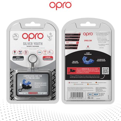OPRO Silver Level Moldable Mouth Guard, Essential Fit, Dark Blue/Blue - color: Dark Blue/Blue, size: Youth (Under 10)