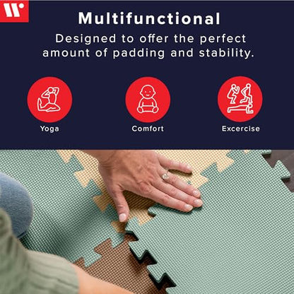 We Sell Mats Interlocking Foam Floor Tiles - 3/8" Thick Sage Mix 36-Pack - color: Sage Mix, size: 36 Square Feet (36 Tiles)