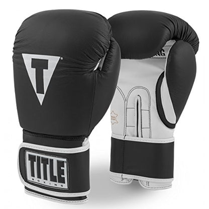 TITLE Boxing Pro Style Leather Training Gloves 3.0 - Boxing Gloves, Boxing Training Gloves, MMA Gloves, Oz Training Gloves, Kickboxing Gloves, Punching Bag Gloves, Sparring Gloves - color: Black/White, size: 14 oz