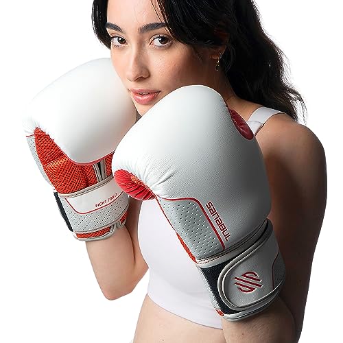 Sanabul Hyperstrike Boxing Gloves for Women, Kickboxing MMA Muay Thai Gloves, Training Sparring Punching Heavy Bag. - color: Red/White, size: 10 oz