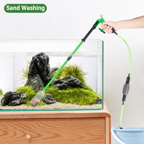 AQQA Aquarium Siphon Gravel Vacuum Fish Tank Cleaner kit,Stress Ball Python Water Changer,Extendable Length and Fixed On Fish Tank,Manually Water Changer Wash Sand S - size: S