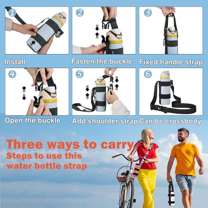 HEYSKAY Water Bottle Holder with Strap, Water Bottle Sling with Adjustable Shoulder Strap for Owala FreeSip 24-40oz, Hydro Flask and Universal Water Bottles, for Walking, Hiking