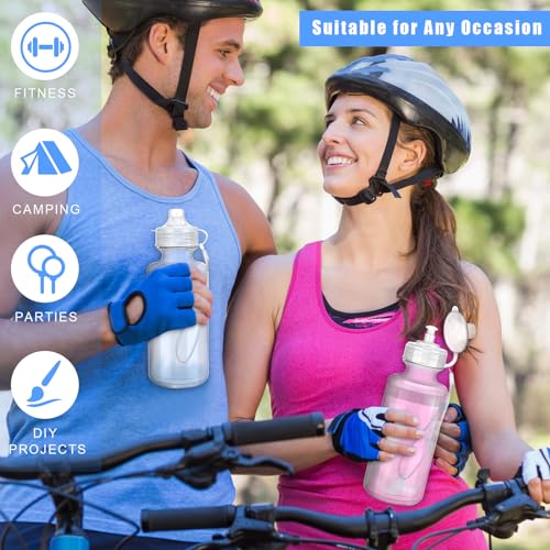 Zubebe 36 Pcs Sports Water Bottles Squeeze Bulk 21 oz | Reusable Plastic Water Bottles with Carry Strap, Back to School Supplies Summer Team Gifts for Students Travel Hiking Cycling - color: Clear White