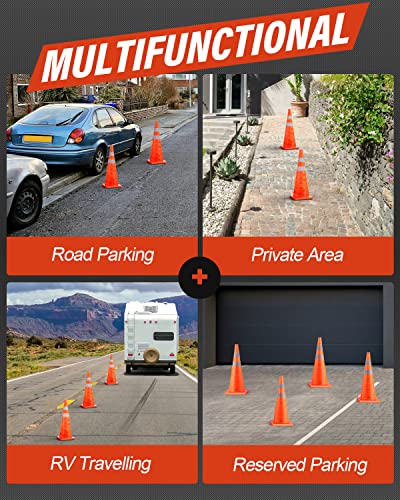 RoadHero 28 Inch 4 Pack Collapsible Traffic Safety Cones with Bag, Orange - size: 28 Inch