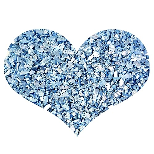 HappyFiller 23 OZ Crushed Shell Chips Broken Pieces,Resin Art Crafts Beach Theme Vase Bowl Filler,Succulent Plants Soil Cover,Candle Holder,Aquarium Pebble,Tabletop Fountain,Wedding Centerpiece,Blue - color: Blue