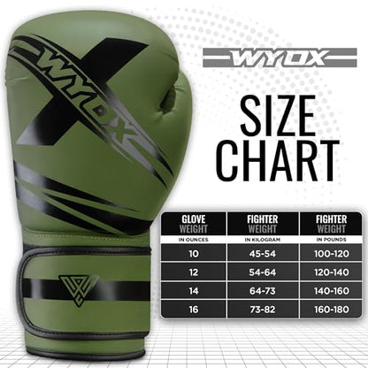 Wyox Adult Boxing Gloves – Sparring Gloves for Kickboxing, Muay Thai, MMA, Punching Bag, Focus Pads, Thai Pad & Double End Bag - color: Green, size: 10 oz