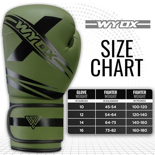 Wyox Adult Boxing Gloves – Sparring Gloves for Kickboxing, Muay Thai, MMA, Punching Bag, Focus Pads, Thai Pad & Double End Bag - color: Green, size: 12 oz