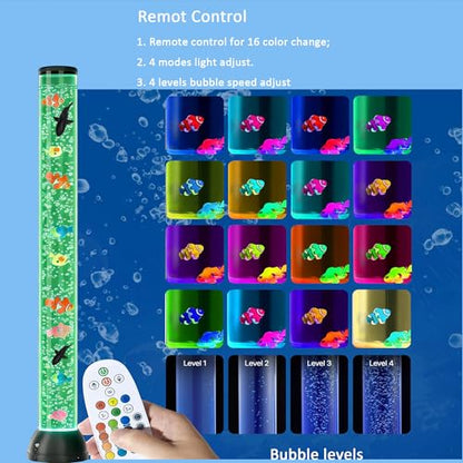 Large 4FT Sensory Bubble Tube Lamp with 16 Colour-Changing Effects,Remote Control,Calming Sensory Lights for Autistic,Bubble Tower Night Light Gift for Home,Bedroom,Office Decor