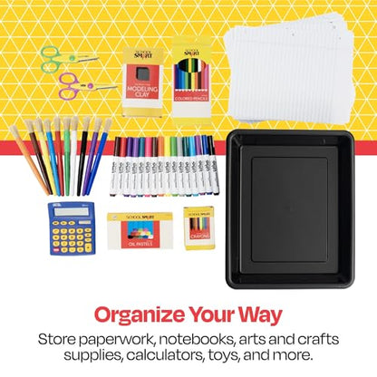 Storex Storage Tray, Letter Size, 10 x 13 x 3 Inches, Black (1 Tray only) - size: 13" x 10" x 3"