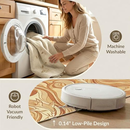 4'x6' Washable Modern Swirl Accent Rug, Beige Non-Shedding Small Carpet Pet Friendly & Kids Safe Play Mat for Playroom, Bedroom, Reading Nook | Ref:2067604 - color: Beige/Pattern 39, size: 4' x 6' (Rectangular)