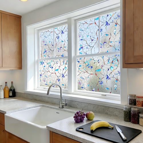 NINETREX Window Privacy Film, Frosted Window Tint Heat Control UV Blocking with Static Cling Removable for Home, Bathroom, Kitchen, Glass Door and Car Decor, Renter Friendly, 17.5 x 78.7 inches