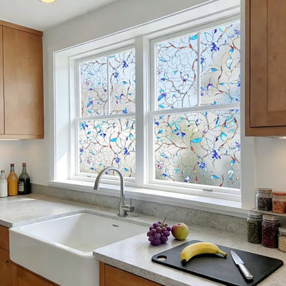NINETREX Window Privacy Film, Frosted Window Tint Heat Control UV Blocking with Static Cling Removable for Home, Bathroom, Kitchen, Glass Door and Car Decor, Renter Friendly, 17.5 x 78.7 inches