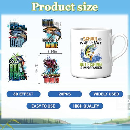 UV DTF Mug Wraps - 20 Sheets Fishing Quotes Uvdtf Tumbler Wrap for 16 oz Glass Water Bottle Fisherman Waterproof Rub On Transfer Decals for DIY Crafts Laptop - color: Fishing